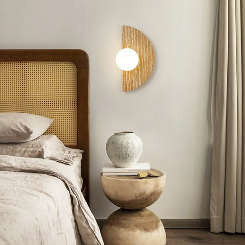 applique murale vintage led demi-cercle avec pierre naturelle - vue 6 sur 6