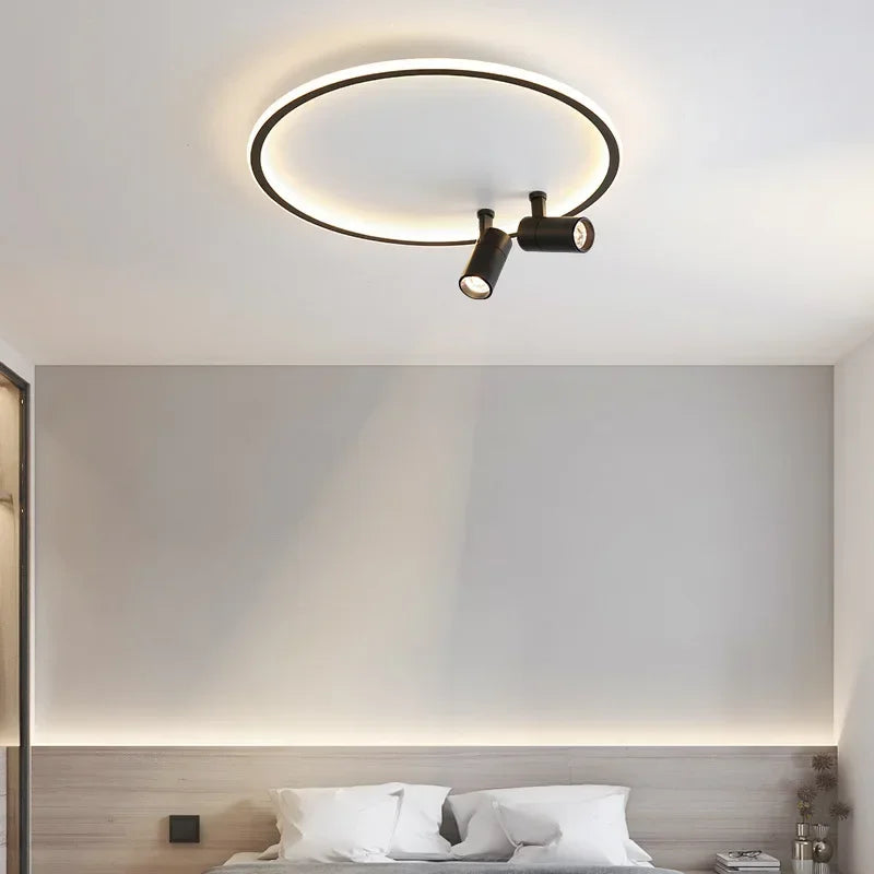 plafonnier moderne à leds avec projecteur lustre luminaire - vue 4 sur 12