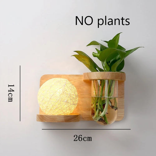 applique murale led en bois avec pot de plante nordique - vue 12 sur 23