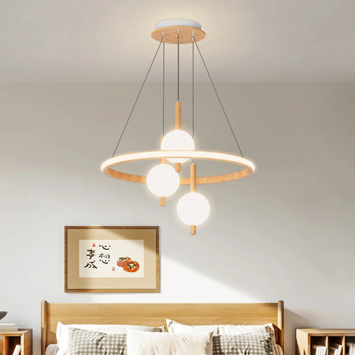 suspension led en bois massif style nordique tatami - vue 4 sur 11
