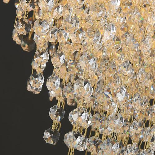 lustre moderne art design en cristal doré pour décoration luxueuse - vue 6 sur 11