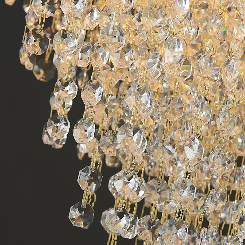 lustre moderne art design en cristal doré pour décoration luxueuse - vue 5 sur 11