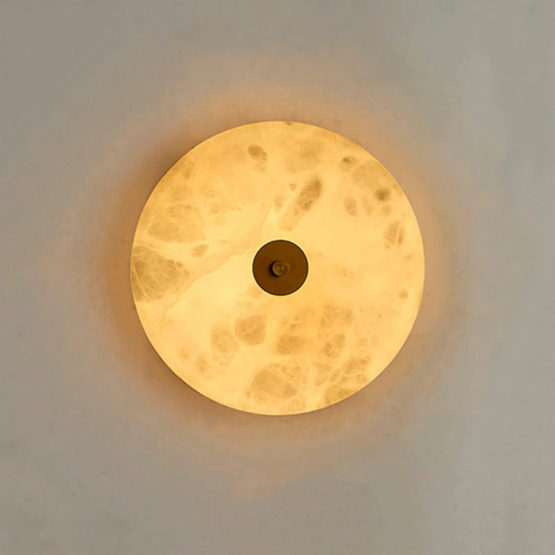 Applique murale ronde en marbre Led salon chevet escalier applique Restaurant hôtel décor éclairage chaud neutre blanc froid - vue 2 sur 8