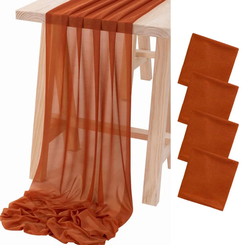 Chemin de table mousseline bohème transparent couleur mariage - vue 3 sur 7