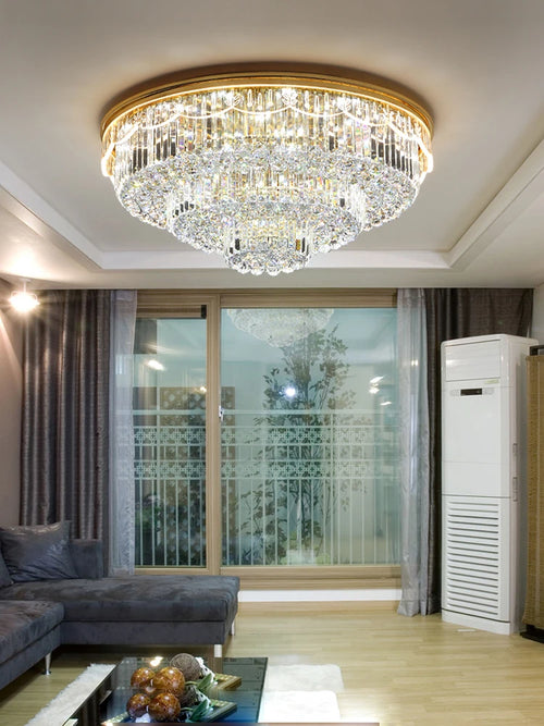 plafonnier led variable en cristal et acier inoxydable pour intérieur moderne - vue 5 sur 12