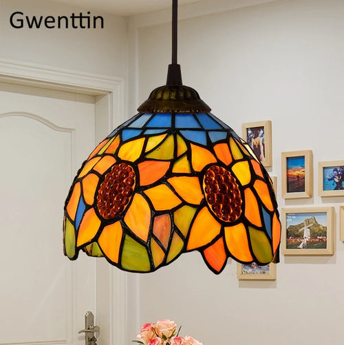 suspension en verre teinté style tiffany pour décoration moderne - vue 15 sur 14