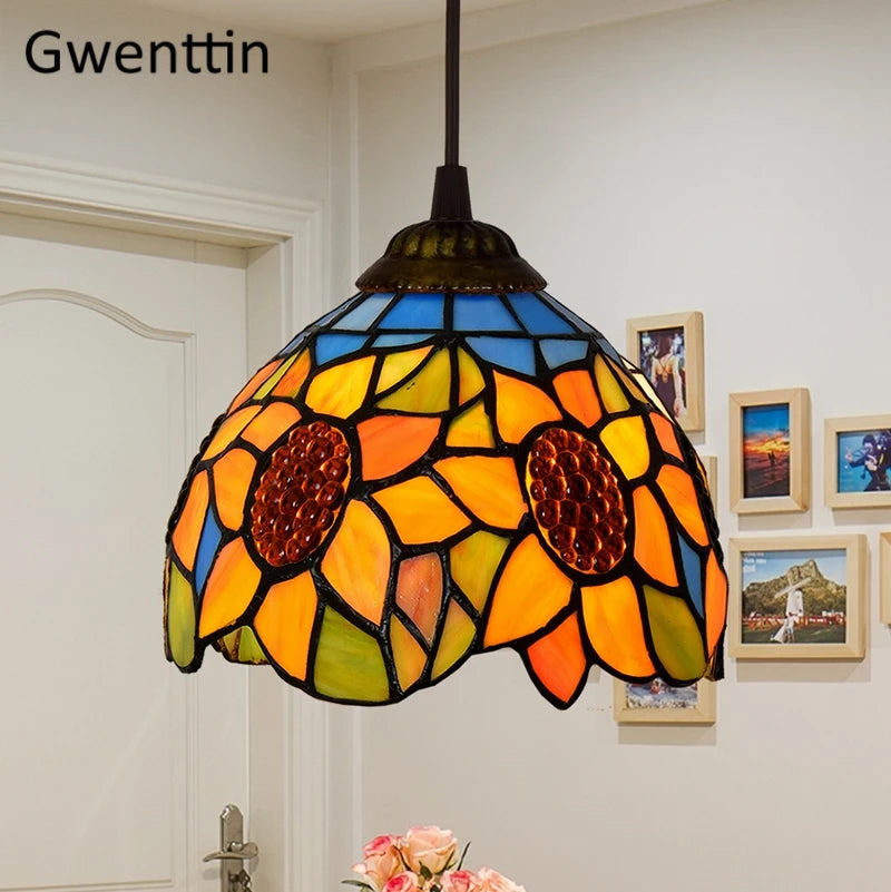 suspension en verre teinté style tiffany pour décoration moderne - vue 14 sur 14