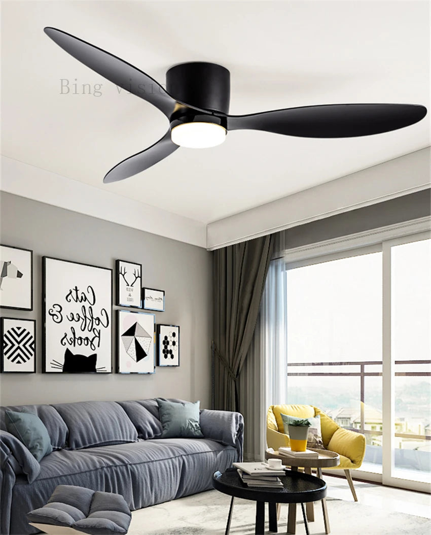 Haute qualité nordique plancher bas moderne ventilateur de plafond lampe DC LED ventilateur de plafond avec télécommande ménage simple ventilateur de plafond - vue 3 sur 14