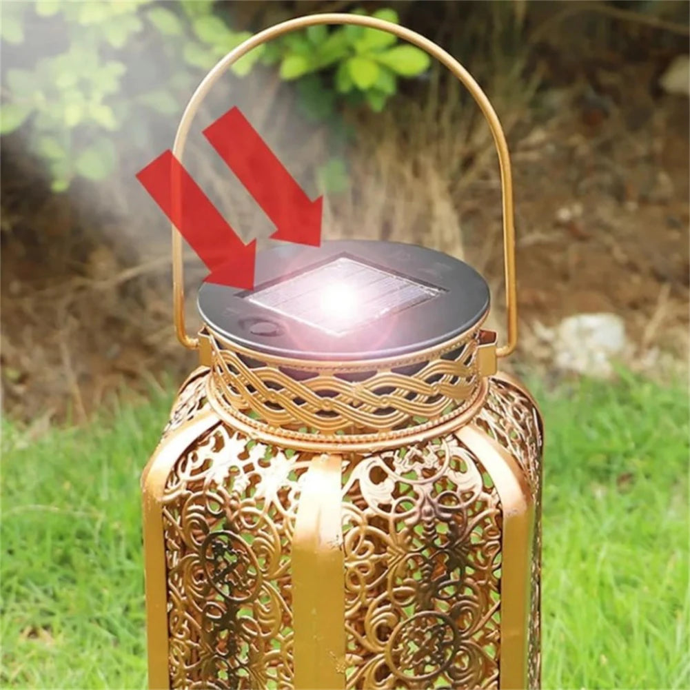 lanterne solaire à led motif rétro pour extérieur jardin patio - vue 3 sur 7