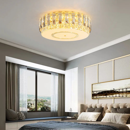 plafonnier led en verre cristal intensité réglable décoration moderne - vue 4 sur 11