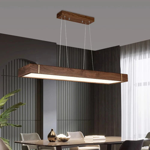 Lustre led modernes design bois foncé pour décoration intérieure - vue 3 sur 12