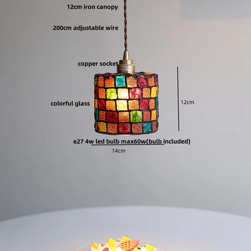 suspension en verre coloré avec fil de bois réglable moderne - vue 4 sur 25