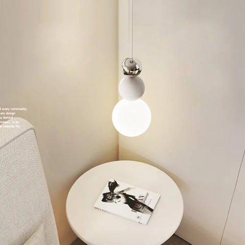 suspension nordique en verre blanc fil réglable luminaire décoratif - vue 5 sur 7