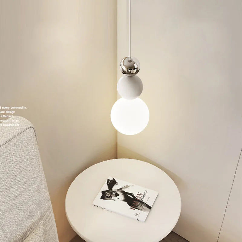 suspension nordique en verre blanc fil réglable luminaire décoratif - vue 4 sur 7