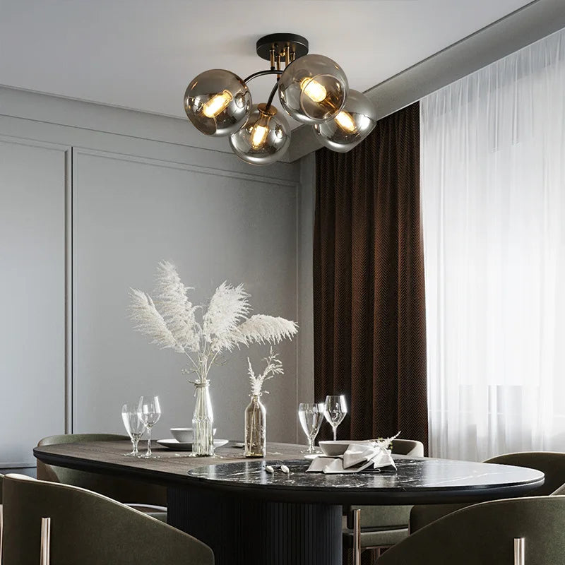 plafonnier industriel design en verre fumé pour décoration moderne - vue 2 sur 12