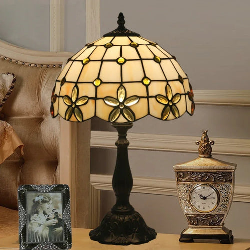 lampe de chevet en verre teinté style méditerranéen décoratif - vue 4 sur 6