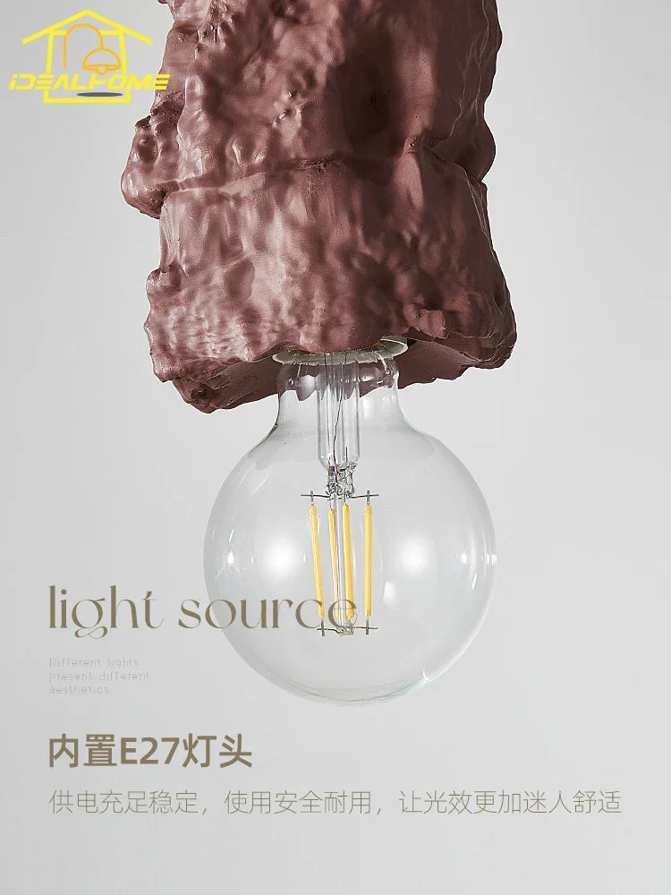 suspension en résine wabi-sabi luminaire décoratif intérieur - vue 6 sur 9