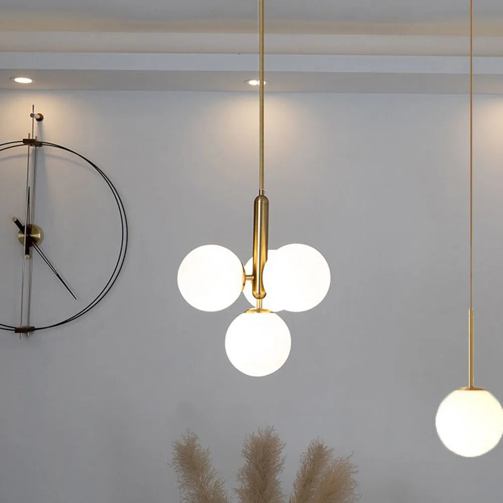 suspension cuivre câble doré ampoule g9 lustre - vue 1 sur 9