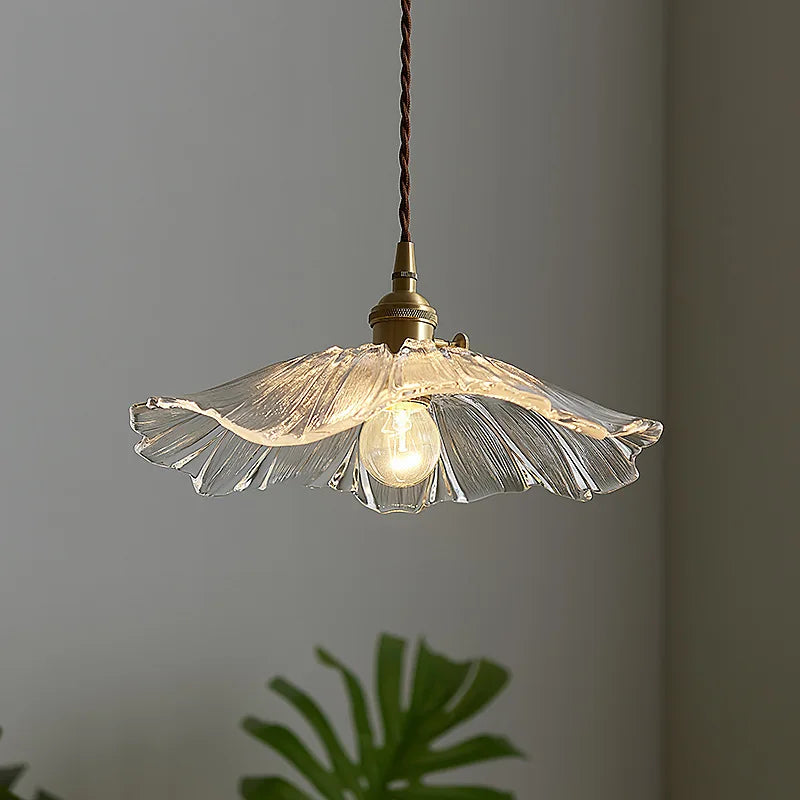 Suspension Vintage en verre de fleur - vue 3 sur 10