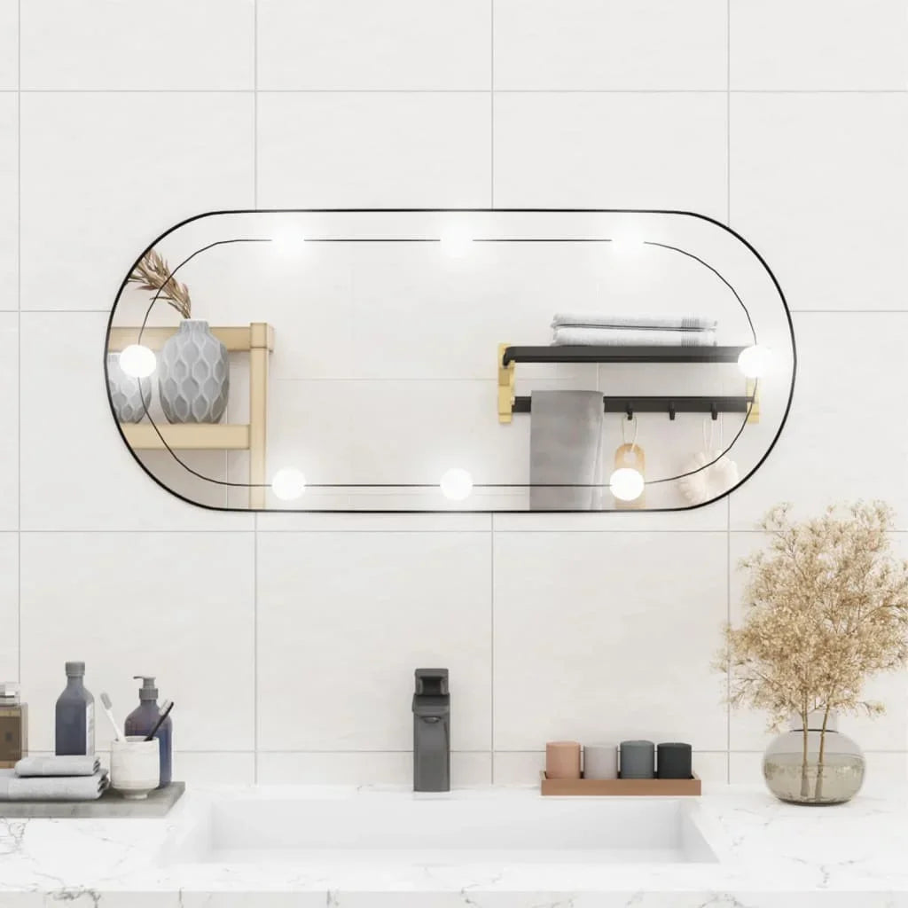 miroir mural oval avec lumières led en verre décoratif - vue 7 sur 7