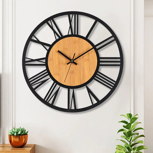 grande horloge murale 3d nordique rétro chiffres romains décorative silencieuse - vue 5 sur 7