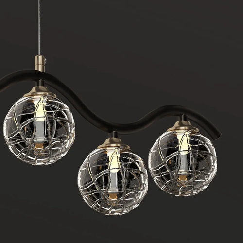 suspension moderne en verre et métal pour intérieur - vue 6 sur 10
