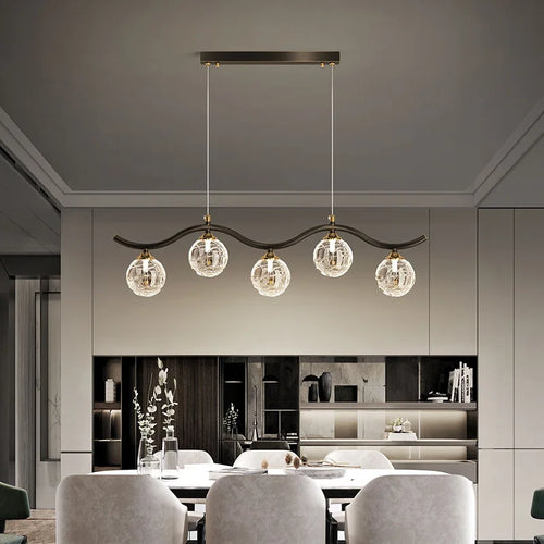 suspension moderne en verre et métal pour intérieur - vue 3 sur 10