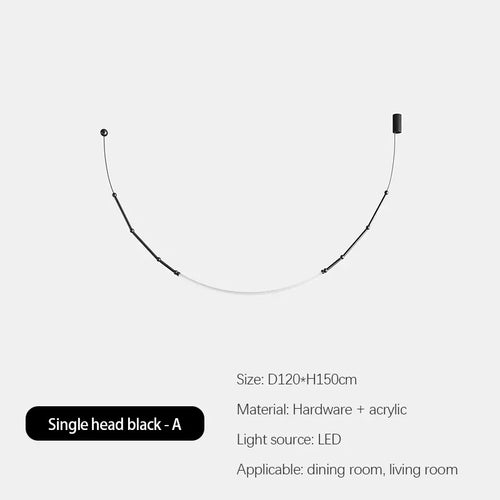 lustre moderne en bambou fer et silicone avec lumières led - vue 8 sur 17
