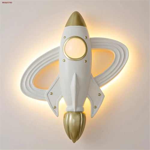 applique murale fusée spatiale led pour chambre enfant avec télécommande - vue 2 sur 7