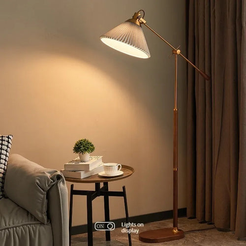 lampadaire vintage premium luxe plissé tissu - vue 3 sur 10