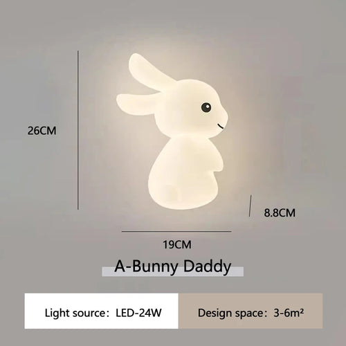 Applique murale de lapin mignon LED lampe de chambre d'enfant moderne Simple chaud chambre de bébé pépinière petite fille garçon chambre chevet appliques murales - vue 13 sur 12