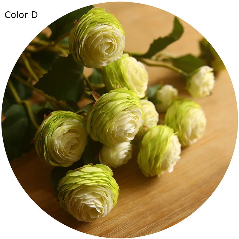 fleurs artificielles en soie roses et renoncules pour décoration de mariage - vue 10 sur 13