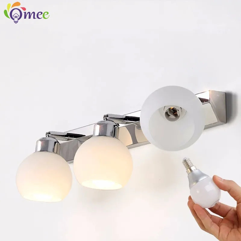 éclairage vanité salle bains cristal moderne chrome noir acier inoxydable miroir e26 - vue 5 sur 9