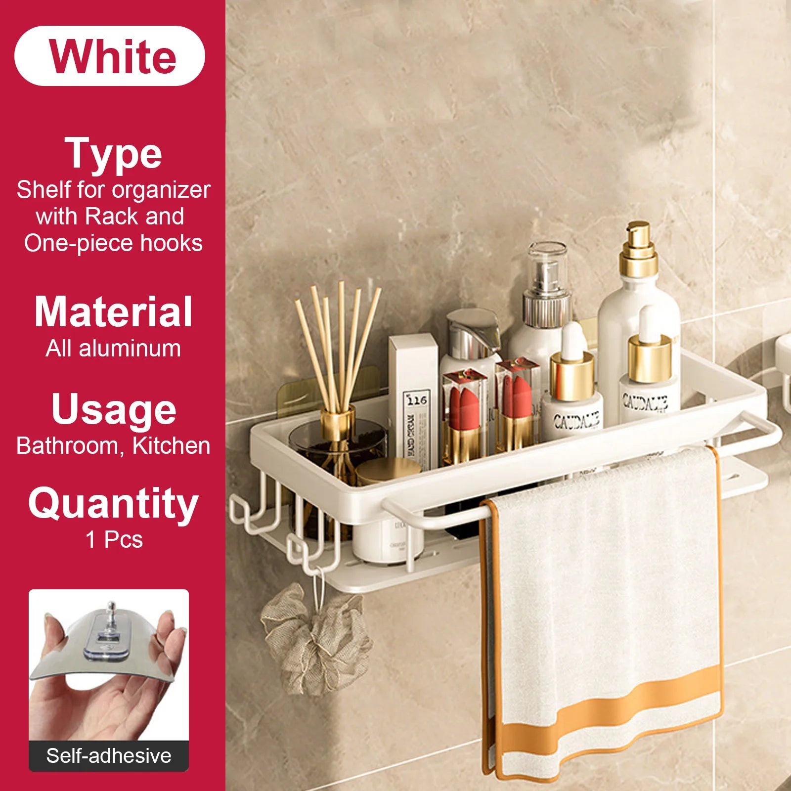 etagère murale sans perçage pour rangement de salle de bain et cuisine - vue 15 sur 30