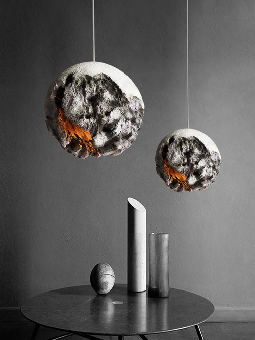 suspension LED style industriel rétro forme planète - vue 2 sur 11