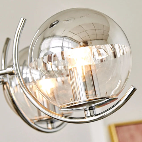 lustre design en verre chrome led pour décoration maison - vue 6 sur 9