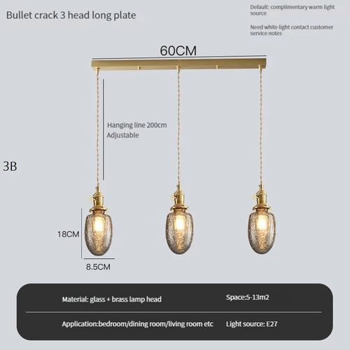 suspension vintage avec interrupteur et abat-jour en verre cristal - vue 12 sur 22