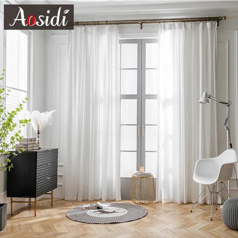Voilage tulle froissé léger pour salon et chambre - vue 1 sur 8