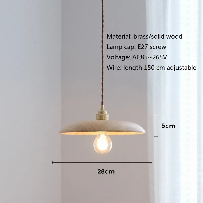 suspension led en bois et laiton style nordique moderne - vue 10 sur 10