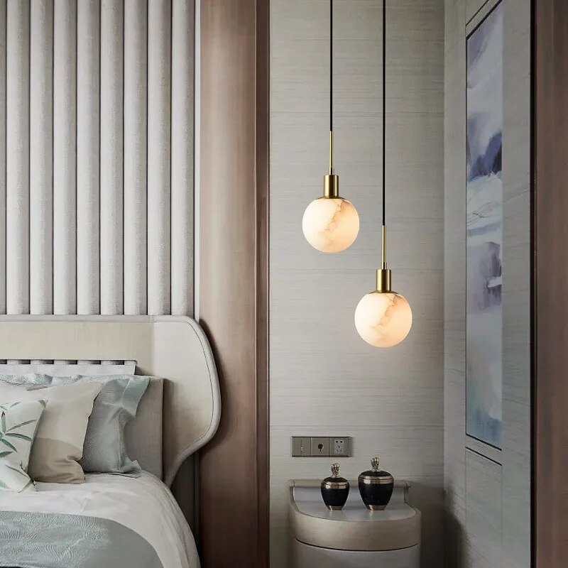 Lampe suspension marbre LED minimaliste - vue 6 sur 21