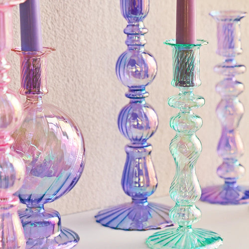 bougeoirs rétro coniques haut en verre pour décoration - vue 3 sur 32