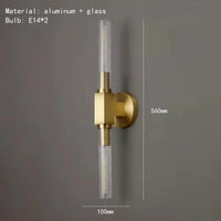 applique murale nordique en verre transparent avec métal doré