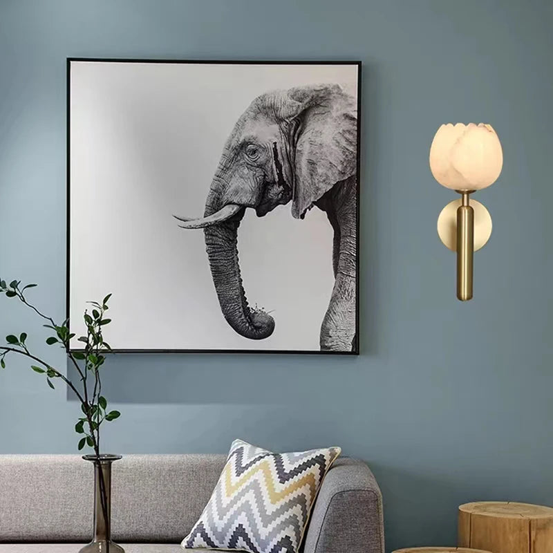 applique murale art déco en marbre naturel forme fleur en laiton - vue 4 sur 8