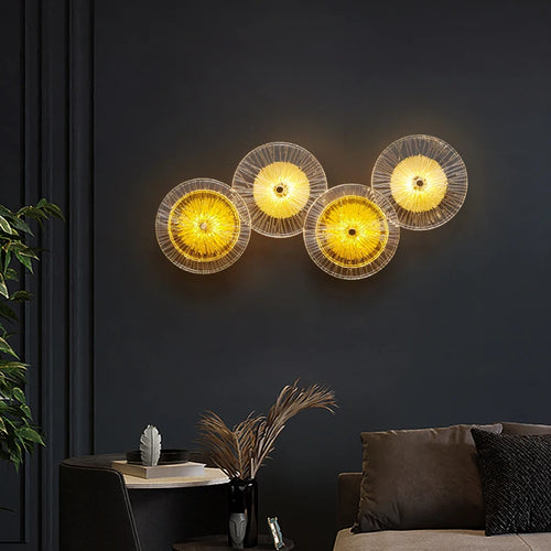 applique murale ronde moderne en cristal avec appliques led - vue 6 sur 11