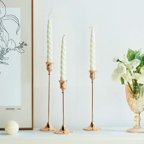 kit de bougeoirs décoratifs en laiton doré pour mariage et dîner - vue 4 sur 18