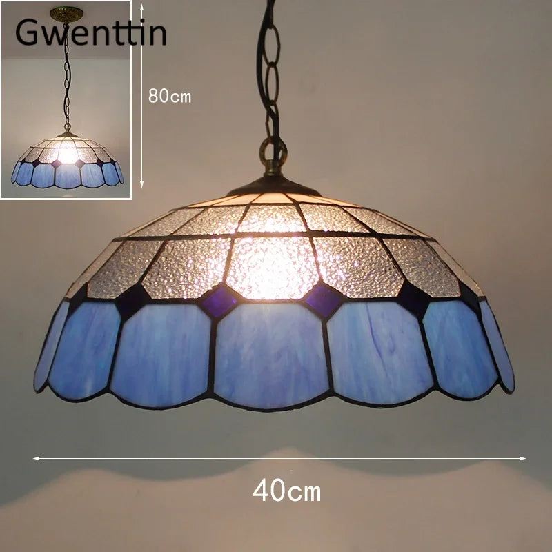 suspension en verre teinté style tiffany pour décoration intérieure - vue 21 sur 26
