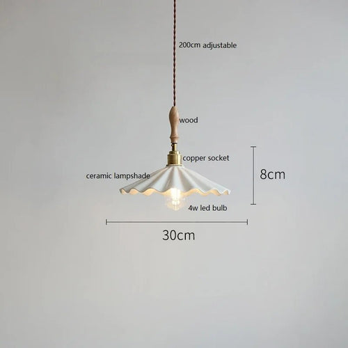 Suspension design led papillon céramique et bois - vue 10 sur 30