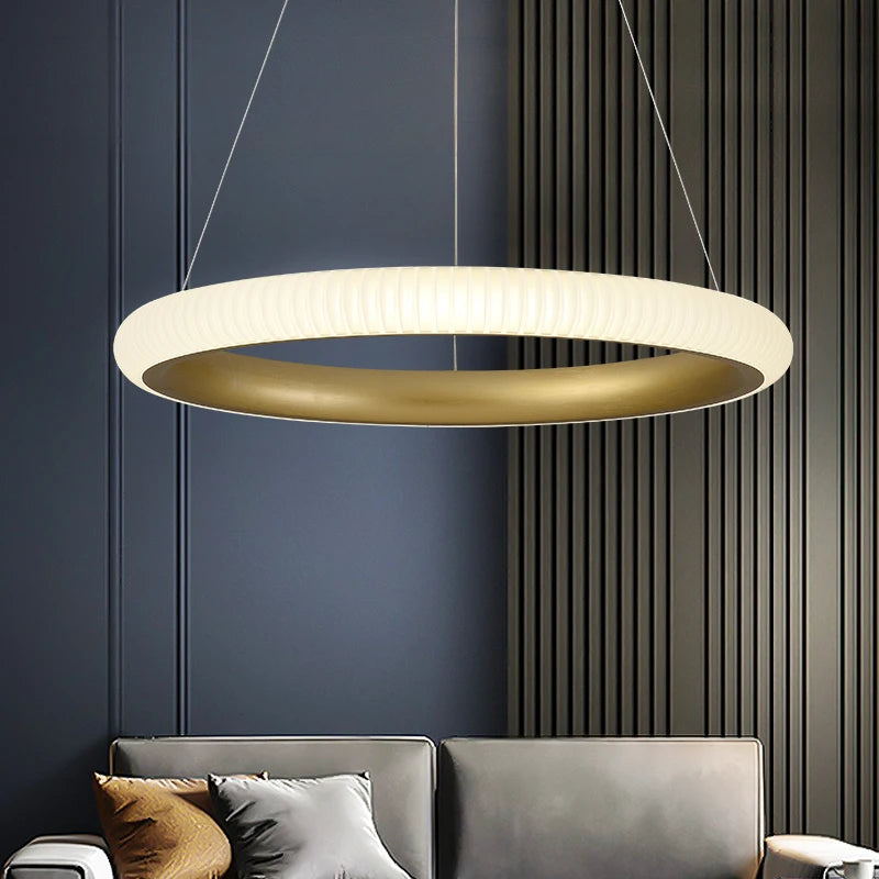 suspension led ronde art déco pour un éclairage élégant - vue 2 sur 13