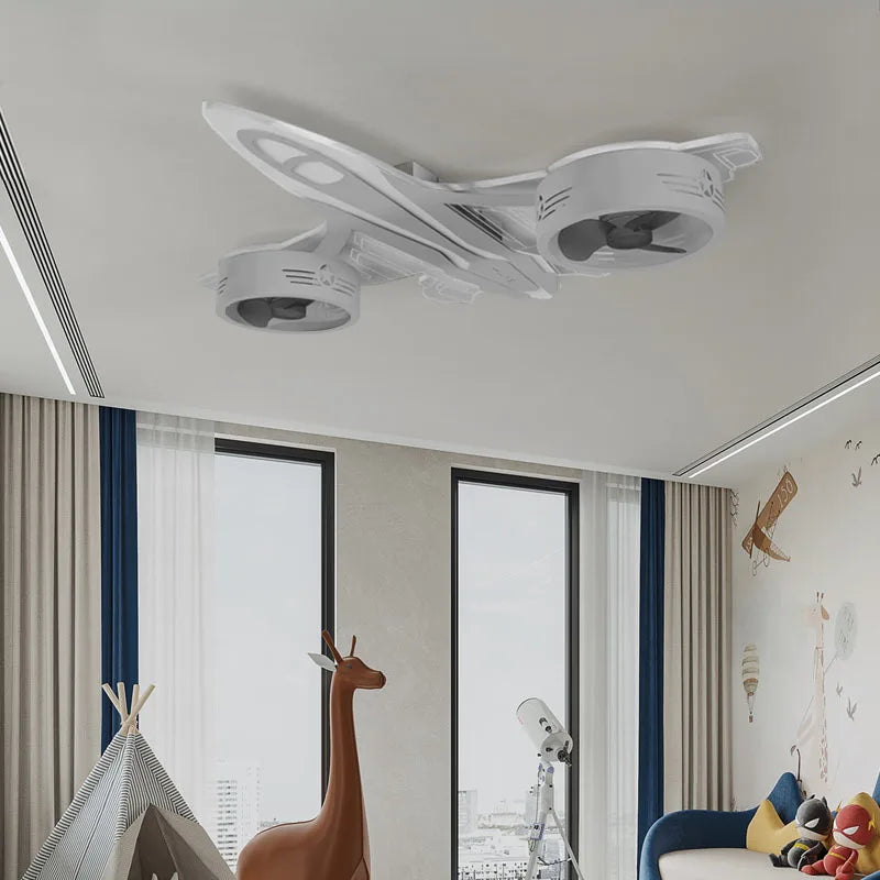 SANDYHA moderne avion Ventilador Mando plafonniers ventilateurs chambre d'enfants chambre décor à la maison Lampadario Luminaires Suspendus - vue 2 sur 7