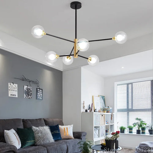 lustre moderne en forme de haricot avec éclairage led suspendu - vue 6 sur 16
